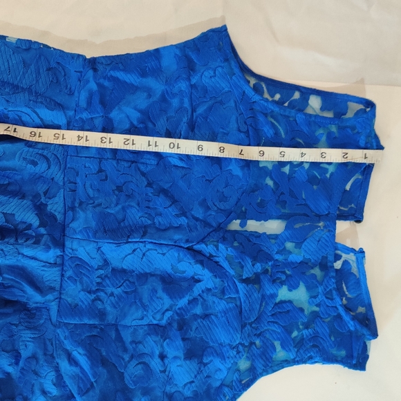 Royal Blue Lace Belted High Low Dress - Picture 10 of 11